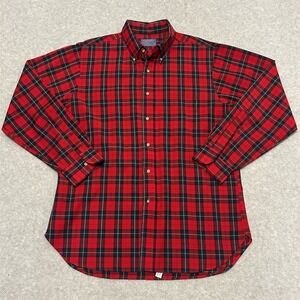 Pendleton Shirt Men's L Red Tartan Plaid Wool Flannel Buffalo Vintage 60s 70s